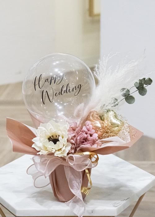 【結婚式 電報/祝電】mini bubble nuance pink/ミニバブルニュアンスピンク|お花の代わりに|すぐ飾れる|ラッピーのバルーンギフト