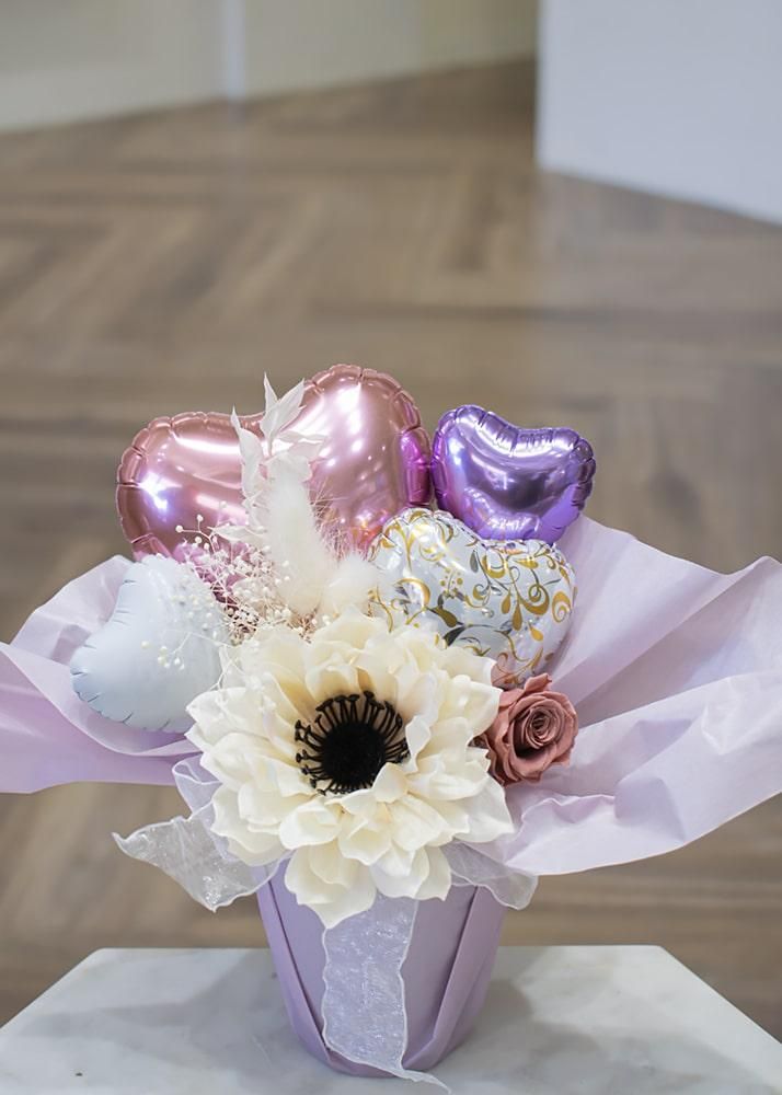 【結婚式 電報/祝電】プチバルーンピンク | ラッピーのバルーン電報