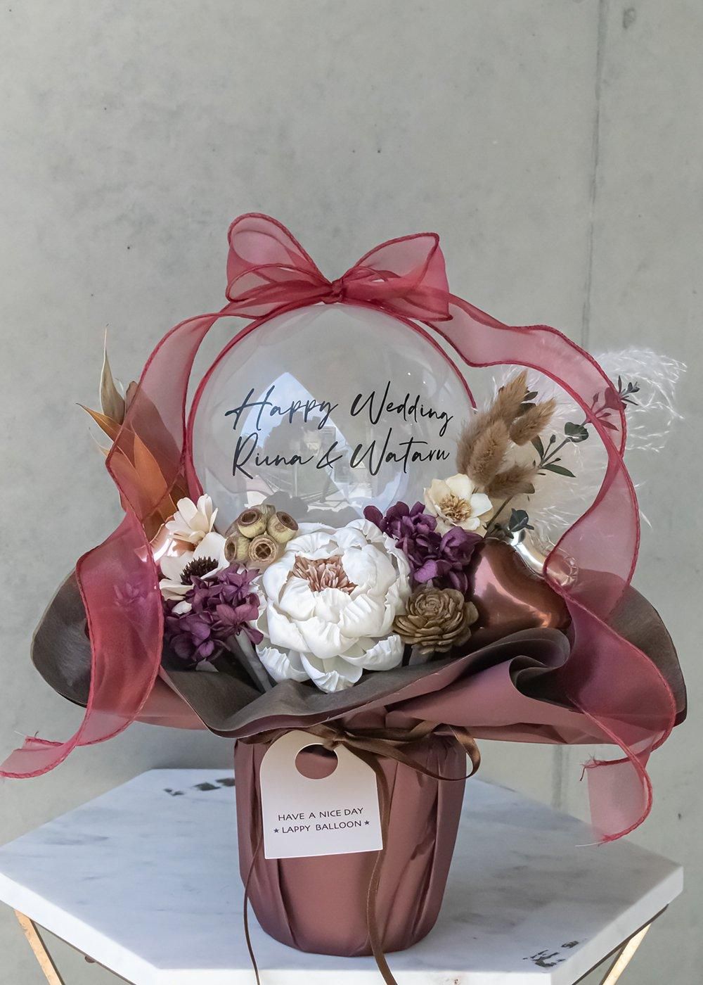 【結婚式 電報/祝電】 ミドルバブルバルーンバーガンディー | ラッピーのバルーン電報