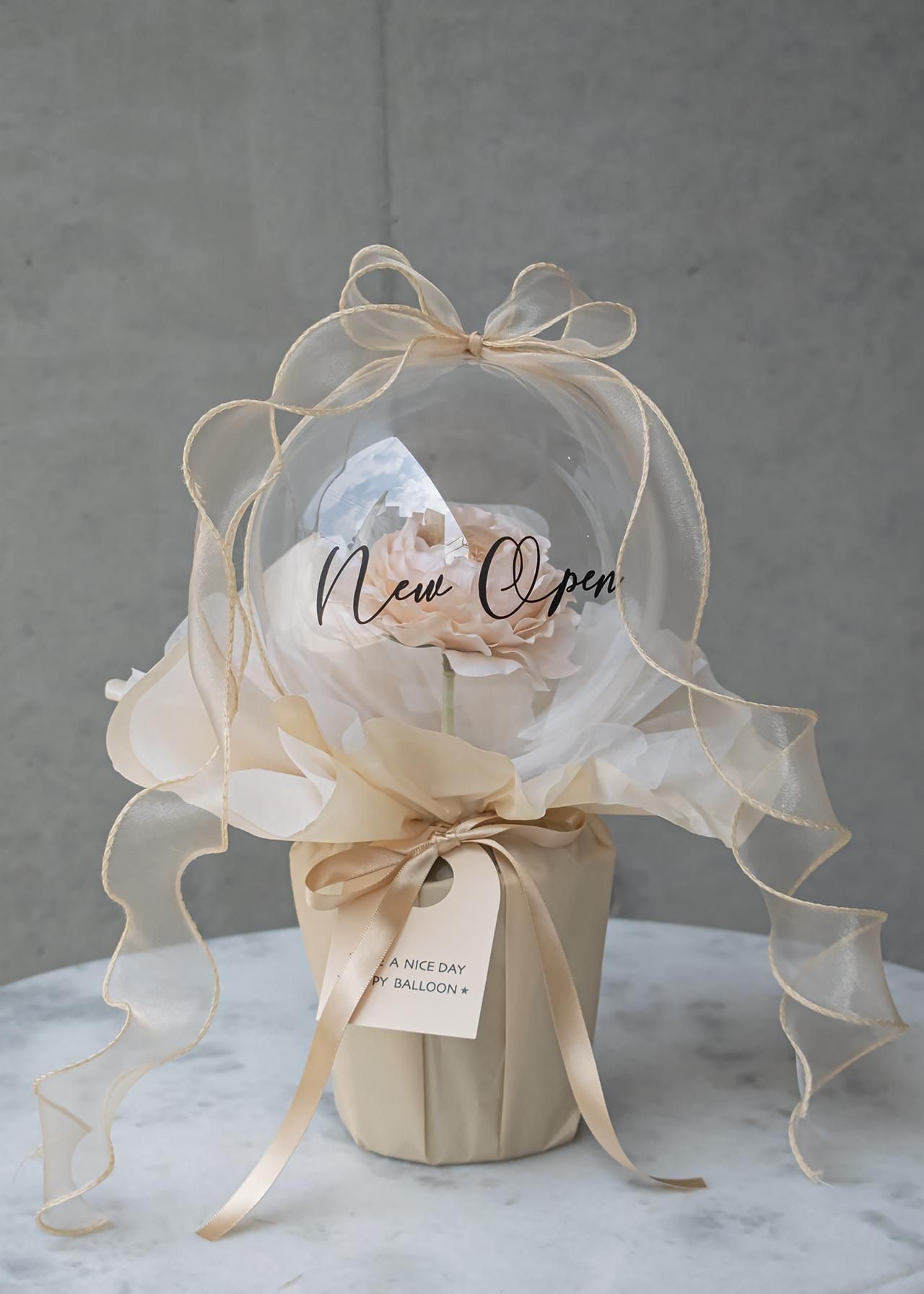 【開店祝い】balloon flower nuance beige/バルーンフラワーニュアンスベージュ